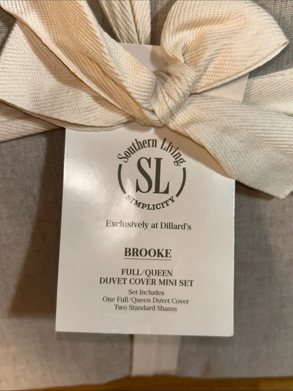 Southern Living Brooke Natural Ruffled Linen Blend Full/Queen Duvet NWT $339